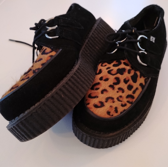 Vintage TUK Y2K Animal Print Creepers Platform Lace-Ups SZ 6 - Picture 3 of 16